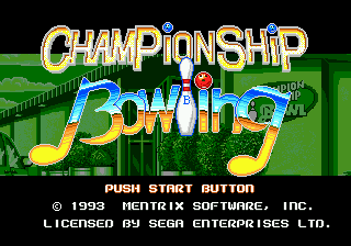 Championship Bowling Title Screen